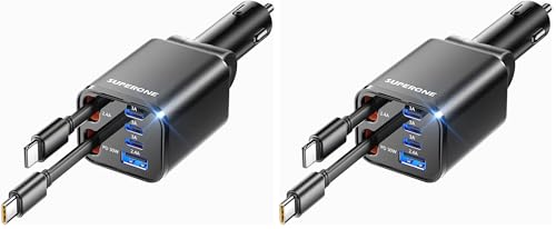 4-in-1 Retractable Car Charger (69W Fast Charging)