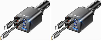 4-in-1 Retractable Car Charger (69W Fast Charging)