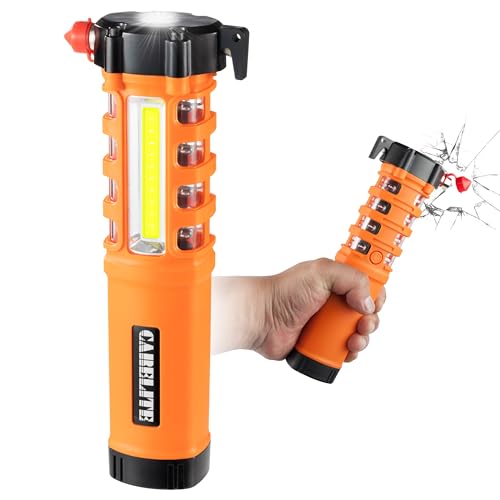 Car Emergency Flashlight with Window Breaker, Seatbelt Cutter & Flash Beacon