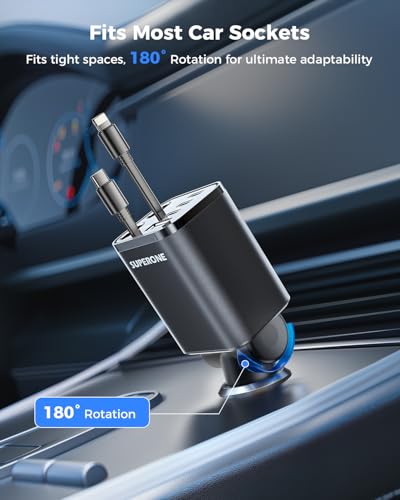 4-in-1 Retractable Car Charger (69W Fast Charging)