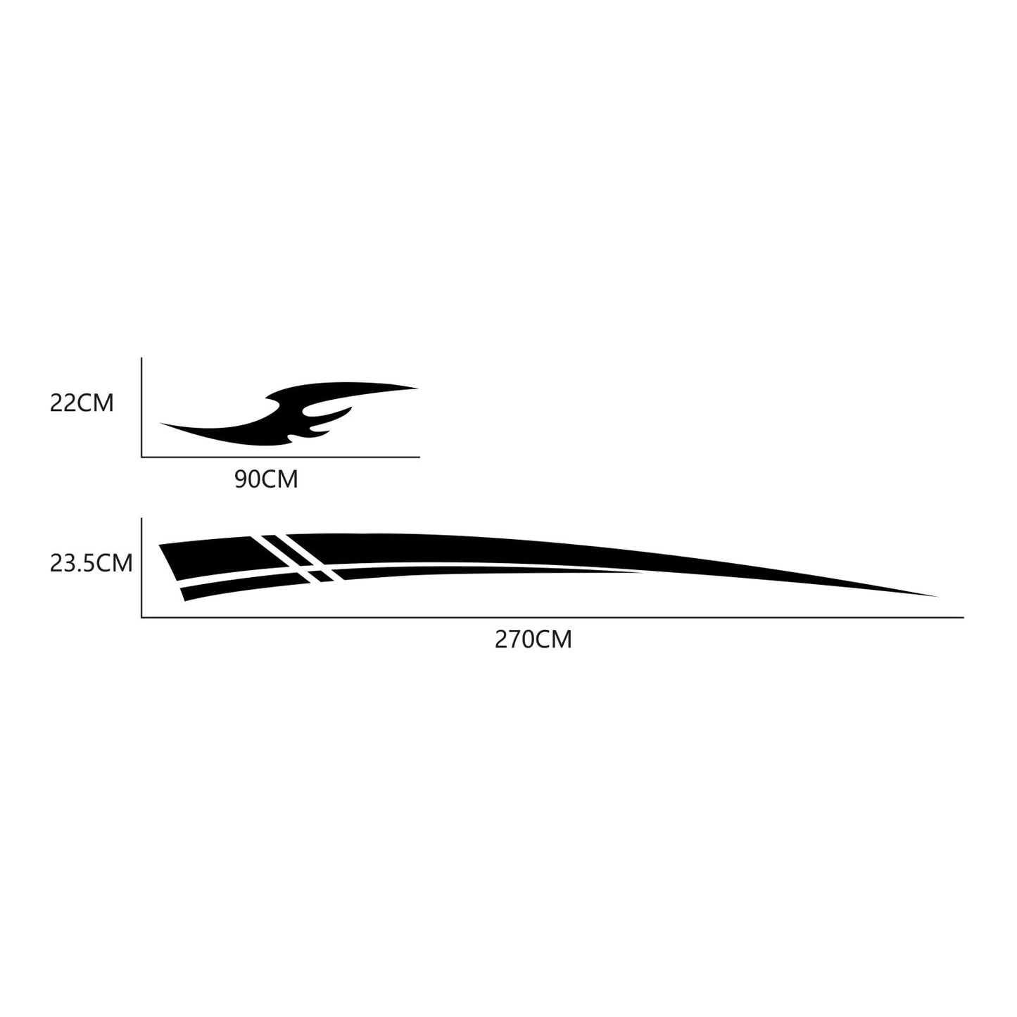 Racing Stripe Car Vinyl Decal Set for Door, Hood & Side Panels (Waterproof)