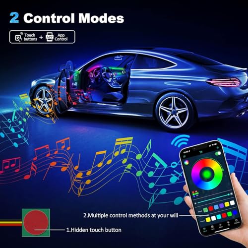 RGB Acrylic Car Interior LED Light Kit with App Control & Music Sync