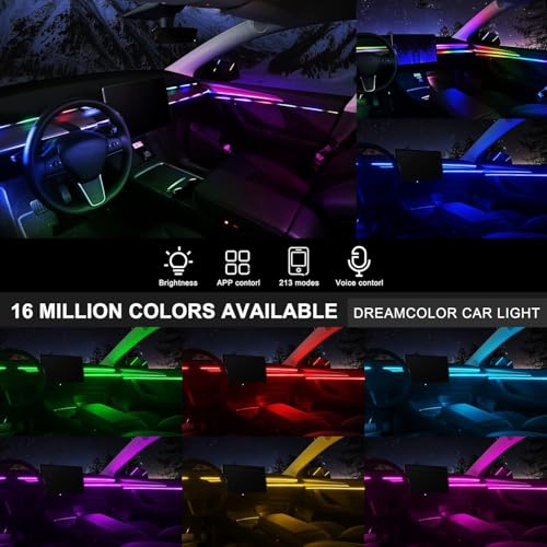RGB Acrylic Car Interior LED Light Kit with App Control & Music Sync
