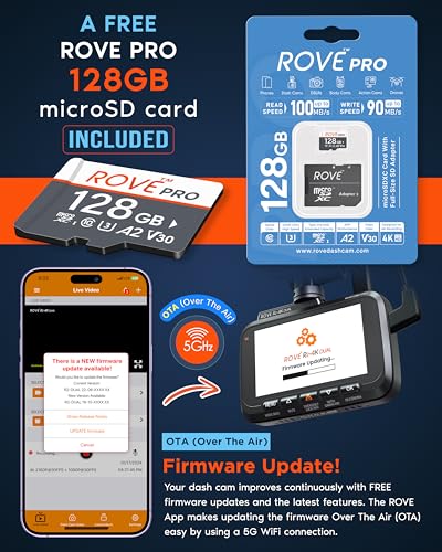 4K Dual Dash Cam with Front & Rear Recording, WiFi & Parking Mode (128GB Included)