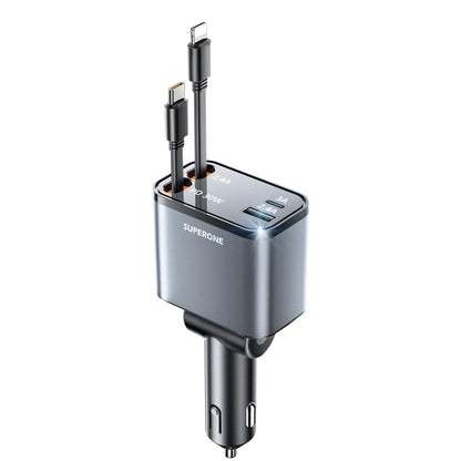4-in-1 Retractable Car Charger (69W Fast Charging)