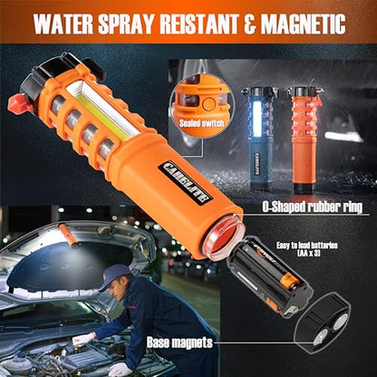 Car Emergency Flashlight with Window Breaker, Seatbelt Cutter & Flash Beacon