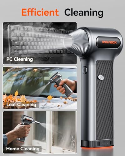 Cordless Compressed Air Duster with Removable Battery & 4 Nozzles