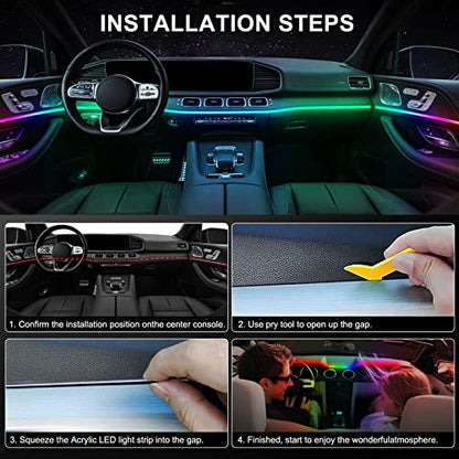 RGB Acrylic Car Interior LED Light Kit with App Control & Music Sync
