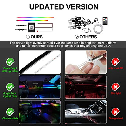 RGB Acrylic Car Interior LED Light Kit with App Control & Music Sync