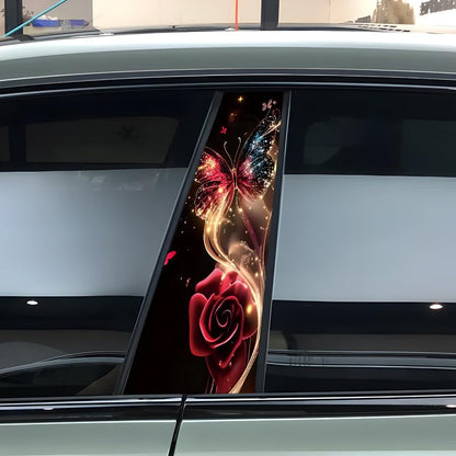 Butterfly Floral B-Pillar Car Stickers (Anti-Scratch Window Trim)