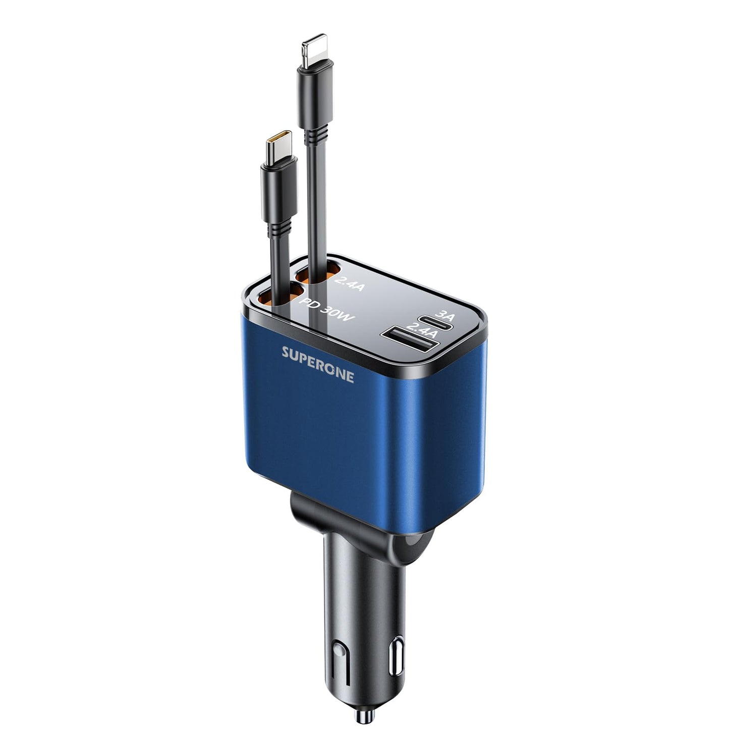 4-in-1 Retractable Car Charger (69W Fast Charging)