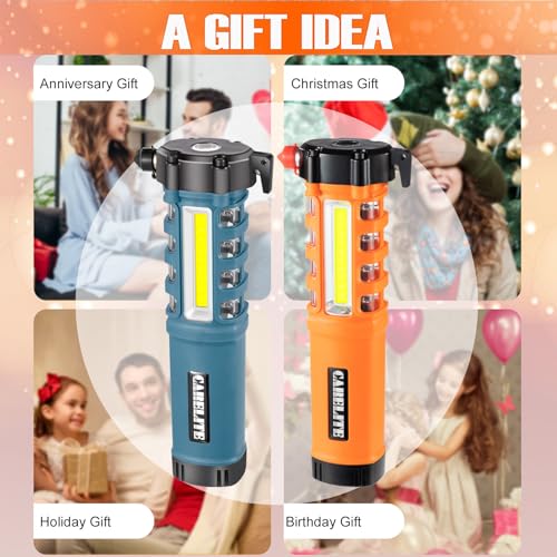 Car Emergency Flashlight with Window Breaker, Seatbelt Cutter & Flash Beacon