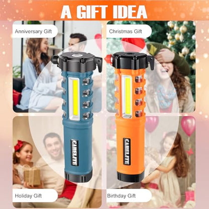 Car Emergency Flashlight with Window Breaker, Seatbelt Cutter & Flash Beacon