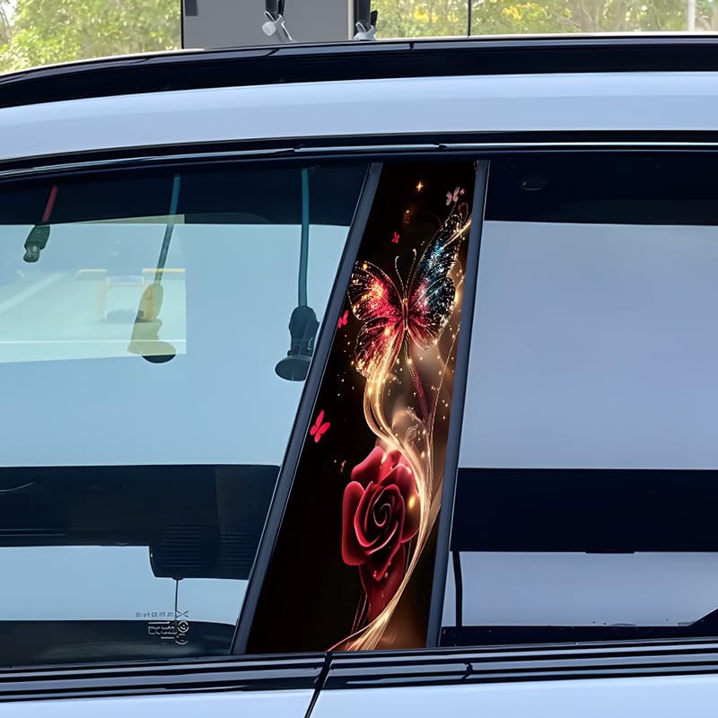 Butterfly Floral B-Pillar Car Stickers (Anti-Scratch Window Trim)