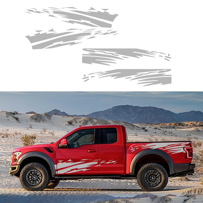 HAIORD (4PCS) Striped Truck Decal Bed Mud Splash Kit Racing Striped Rear Lathe Decal Vinyl Trim Accessories Waterproof Door Body Side Decal Trim for Truck Pickup SUV Vehicles