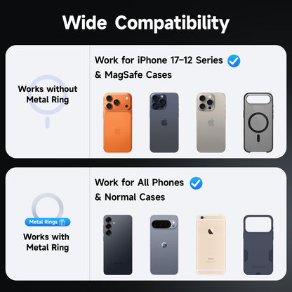 Magnetic Car Phone Mount with Vacuum Suction & 360° Adjustment