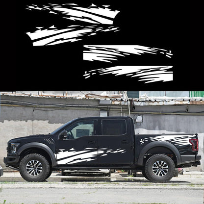 HAIORD (4PCS) Striped Truck Decal Bed Mud Splash Kit Racing Striped Rear Lathe Decal Vinyl Trim Accessories Waterproof Door Body Side Decal Trim for Truck Pickup SUV Vehicles