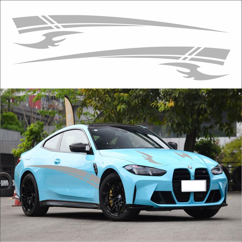 Racing Stripe Car Vinyl Decal Set for Door, Hood & Side Panels (Waterproof)