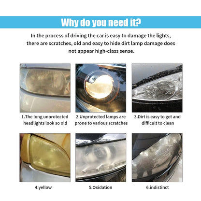 Self-Adhesive Light Tint Film Wrap for Head, Tail & Fog Lights (Universal)