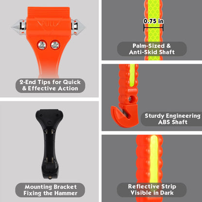 6-Pack Car Safety Hammer with Window Breaker & Seat Belt Cutter