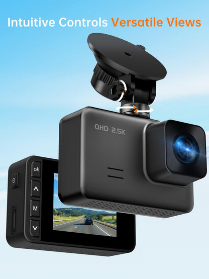 2.5K + 1080P Dual Dash Cam with Night Vision & Parking Mode (32GB Included)