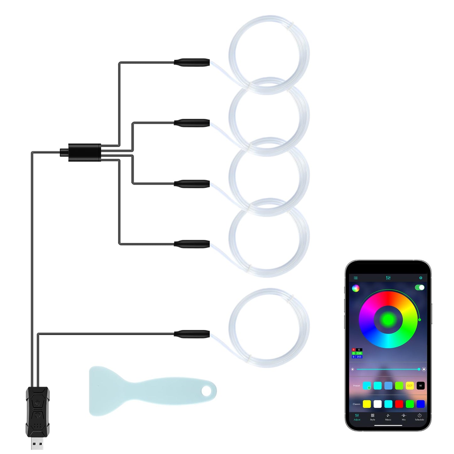 LivTee LED Strip Fiber Optic Lights