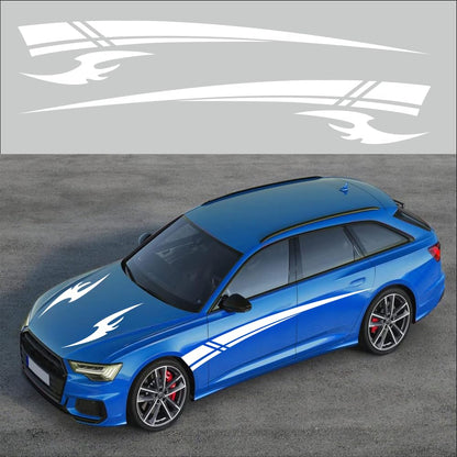 Racing Stripe Car Vinyl Decal Set for Door, Hood & Side Panels (Waterproof)