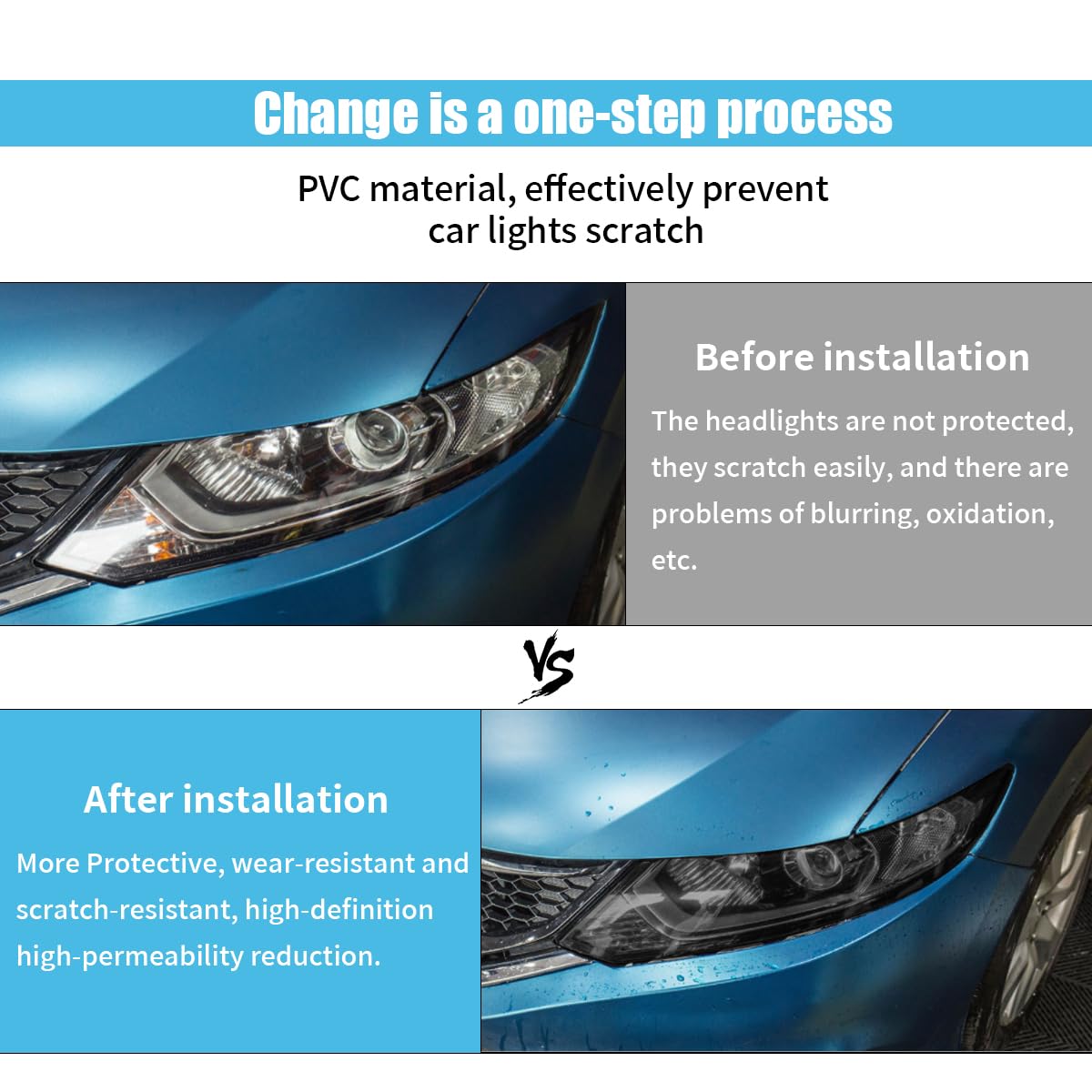Self-Adhesive Light Tint Film Wrap for Head, Tail & Fog Lights (Universal)