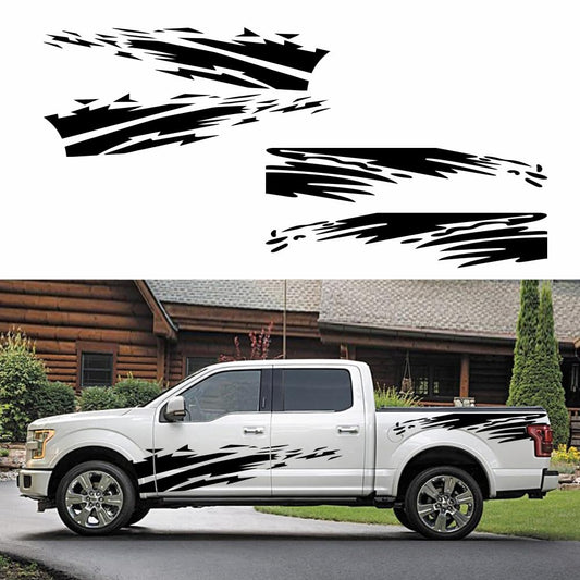 HAIORD (4PCS) Striped Truck Decal Bed Mud Splash Kit Racing Striped Rear Lathe Decal Vinyl Trim Accessories Waterproof Door Body Side Decal Trim for Truck Pickup SUV Vehicles