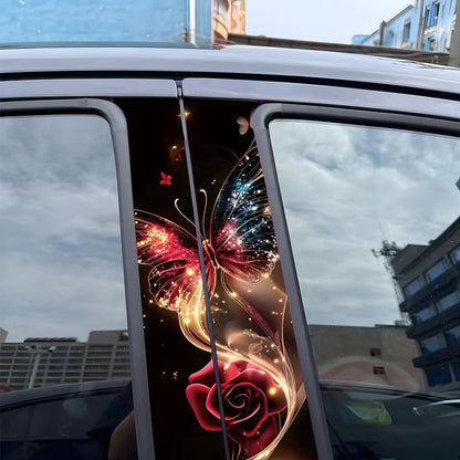Butterfly Floral B-Pillar Car Stickers (Anti-Scratch Window Trim)