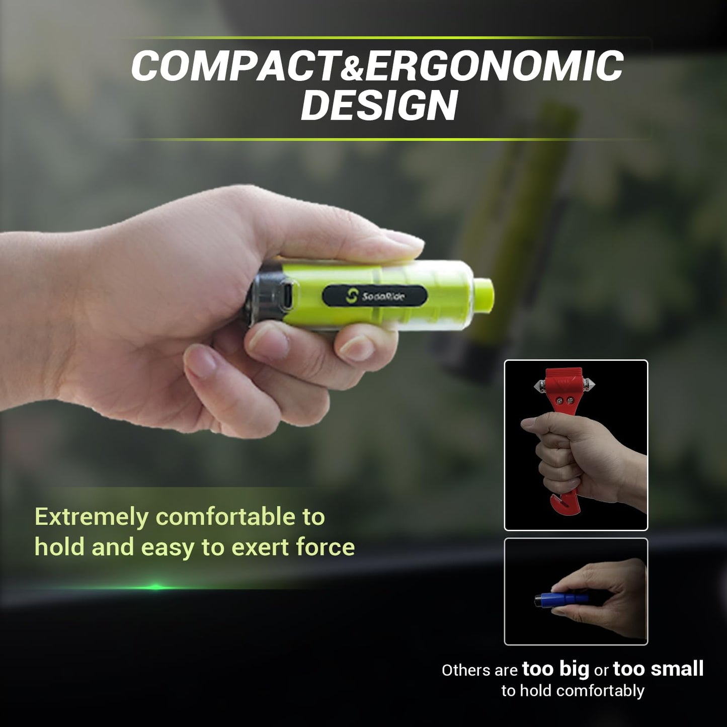 2-in-1 Car Escape Tool with Window Breaker, Seatbelt Cutter & Flashlight (2 Pack)