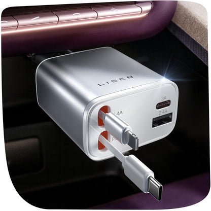 LISEN Retractable Car Charger，Gift for Men Women