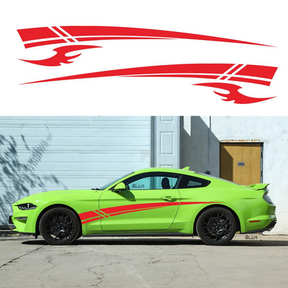 Racing Stripe Car Vinyl Decal Set for Door, Hood & Side Panels (Waterproof)