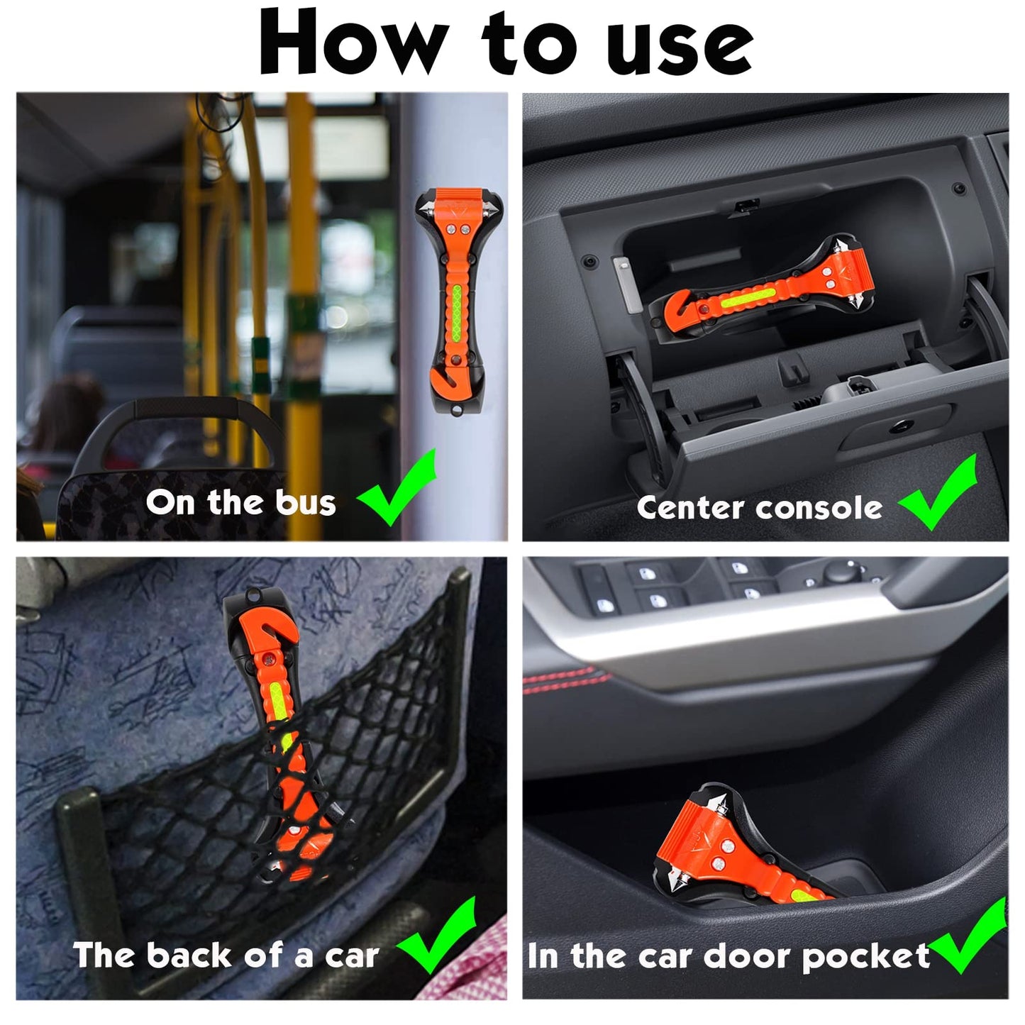 6-Pack Car Safety Hammer with Window Breaker & Seat Belt Cutter