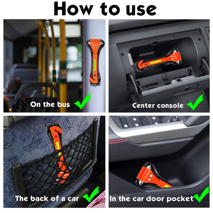 6-Pack Car Safety Hammer with Window Breaker & Seat Belt Cutter