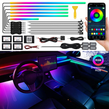 RGB Acrylic Car Interior LED Light Kit with App Control & Music Sync