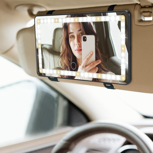 LED Vanity Mirror Sun Visor with 3 Light Modes (Rechargeable)