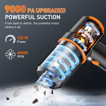Cordless Handheld Car Vacuum & Air Duster (120W, Rechargeable)