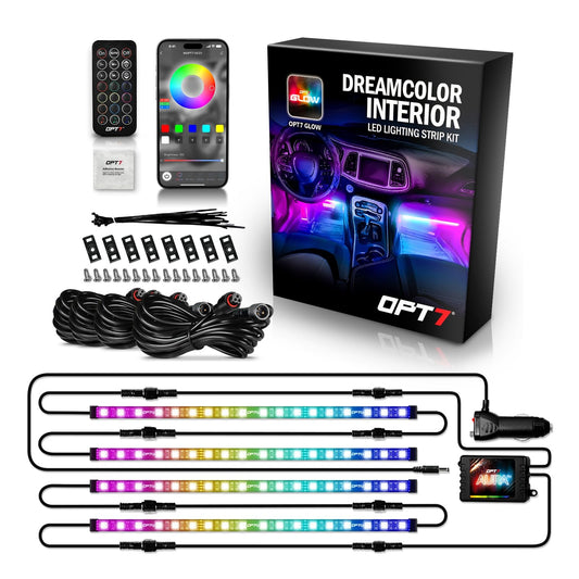 OPT7 Aura Glow Waterproof Connector Dreamcolor Interior LED Strip Set
