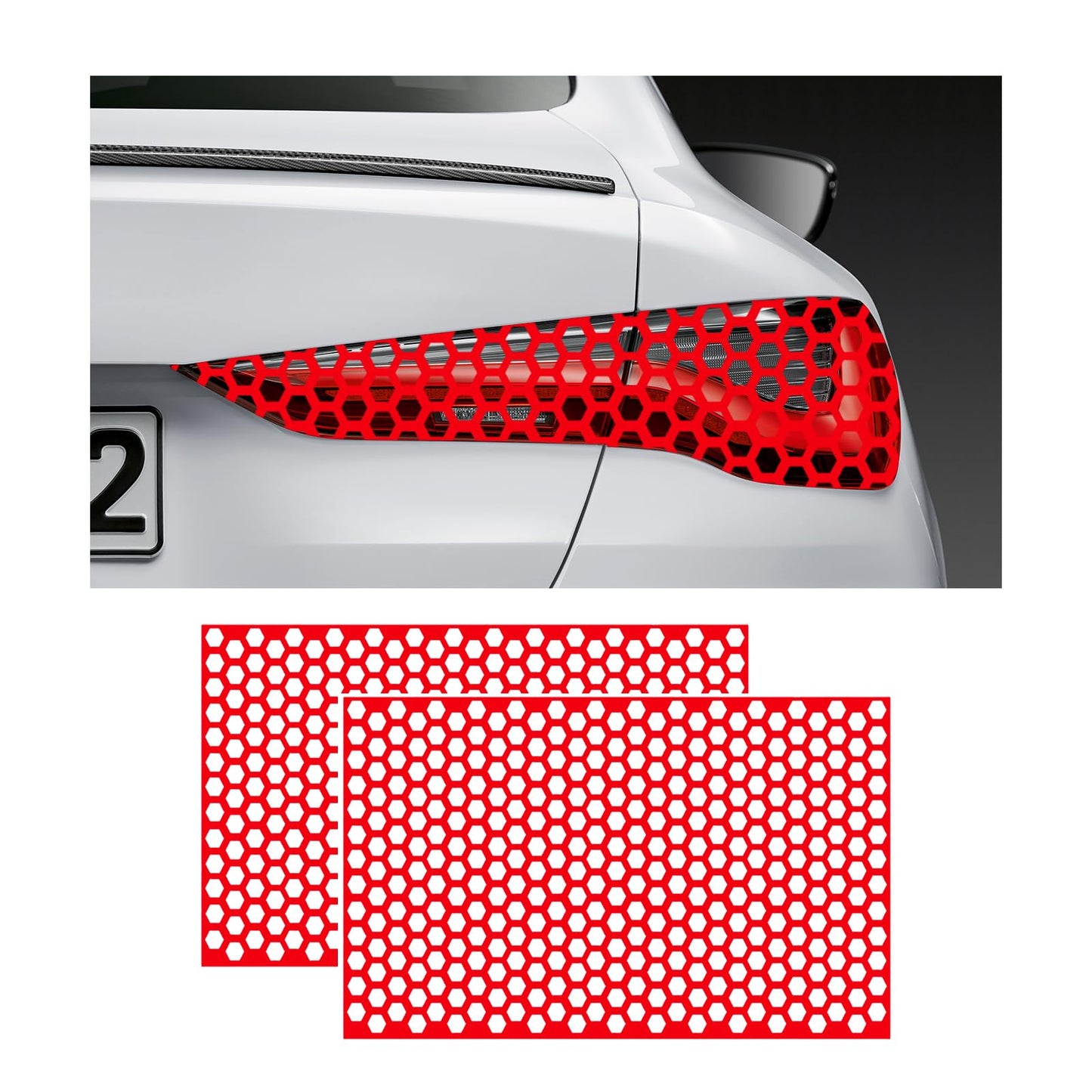 Honeycomb Tail Light Tint Film Decal (2PCS, Self-Adhesive, Universal)