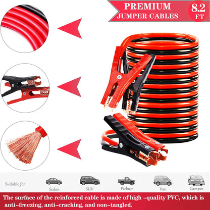 142-Piece Car Roadside Emergency Kit with Jumper Cables & Tow Strap