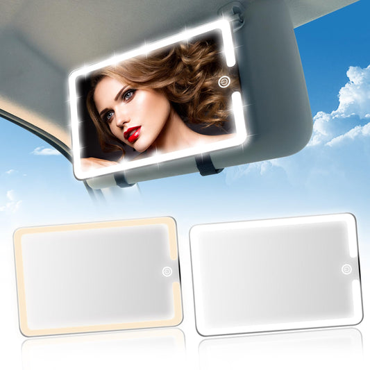 LED Vanity Mirror for Car Sun Visor with Dimmable 3-Color Lighting