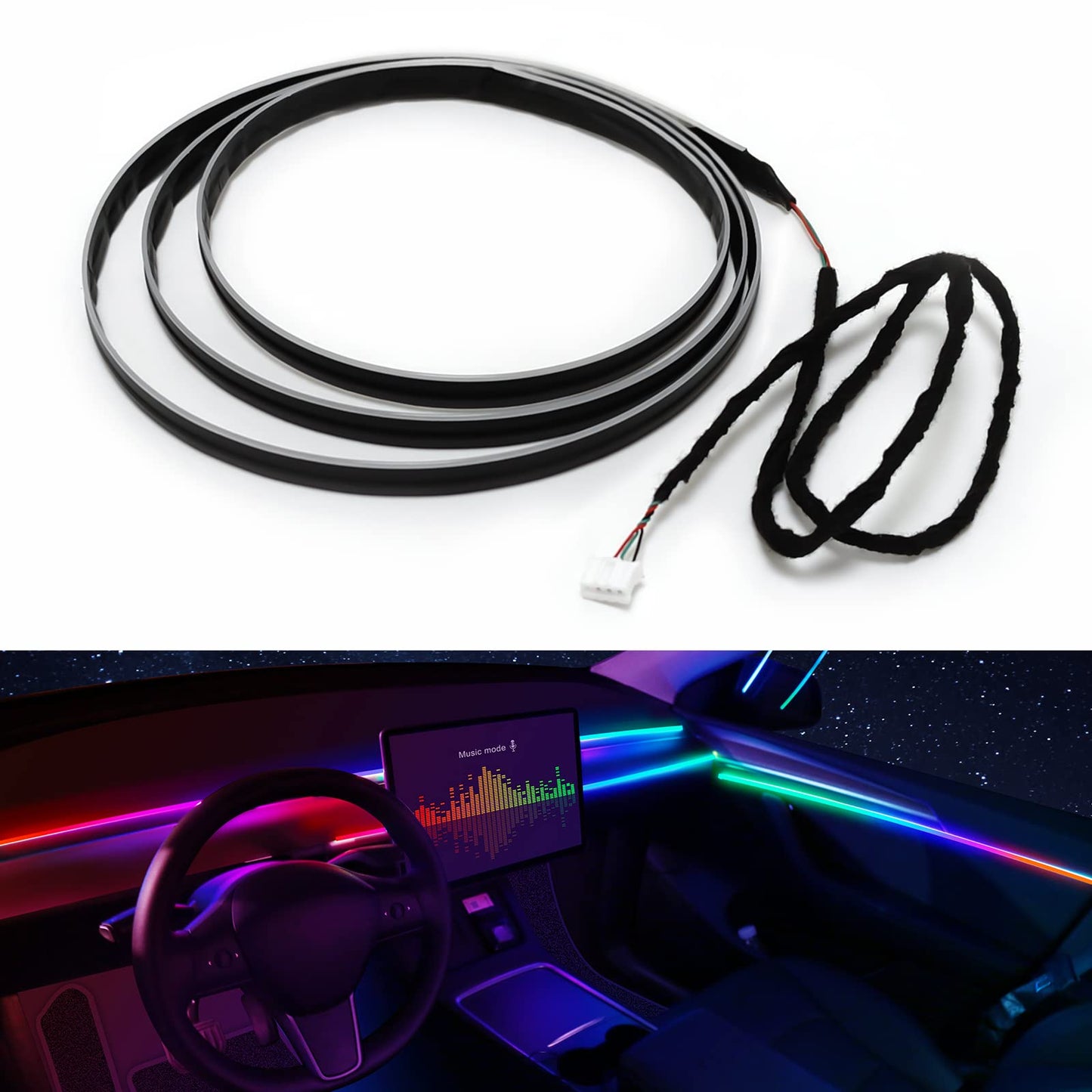 RGB Acrylic Car Interior LED Light Kit with App Control & Music Sync