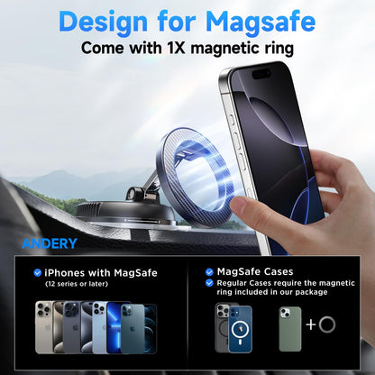 Magnetic Car Phone Holder with Strong Suction & 360° Adjustable Mount