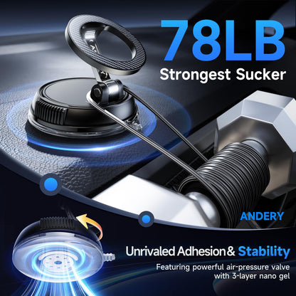 Magnetic Car Phone Holder with Strong Suction & 360° Adjustable Mount
