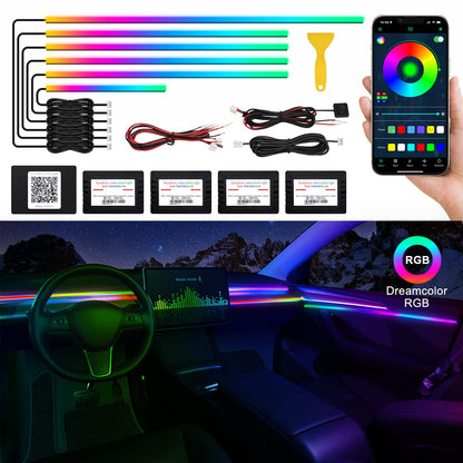 RGB Acrylic Car Interior LED Light Kit with App Control & Music Sync