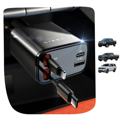 LISEN Retractable Car Charger，Gift for Men Women