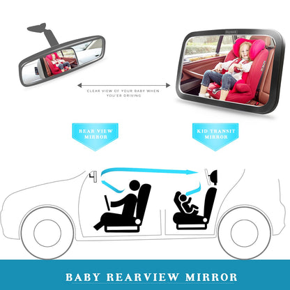 Baby Car Seat Rearview Mirror with 360° Rotation (Shatterproof)