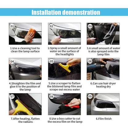 Self-Adhesive Light Tint Film Wrap for Head, Tail & Fog Lights (Universal)