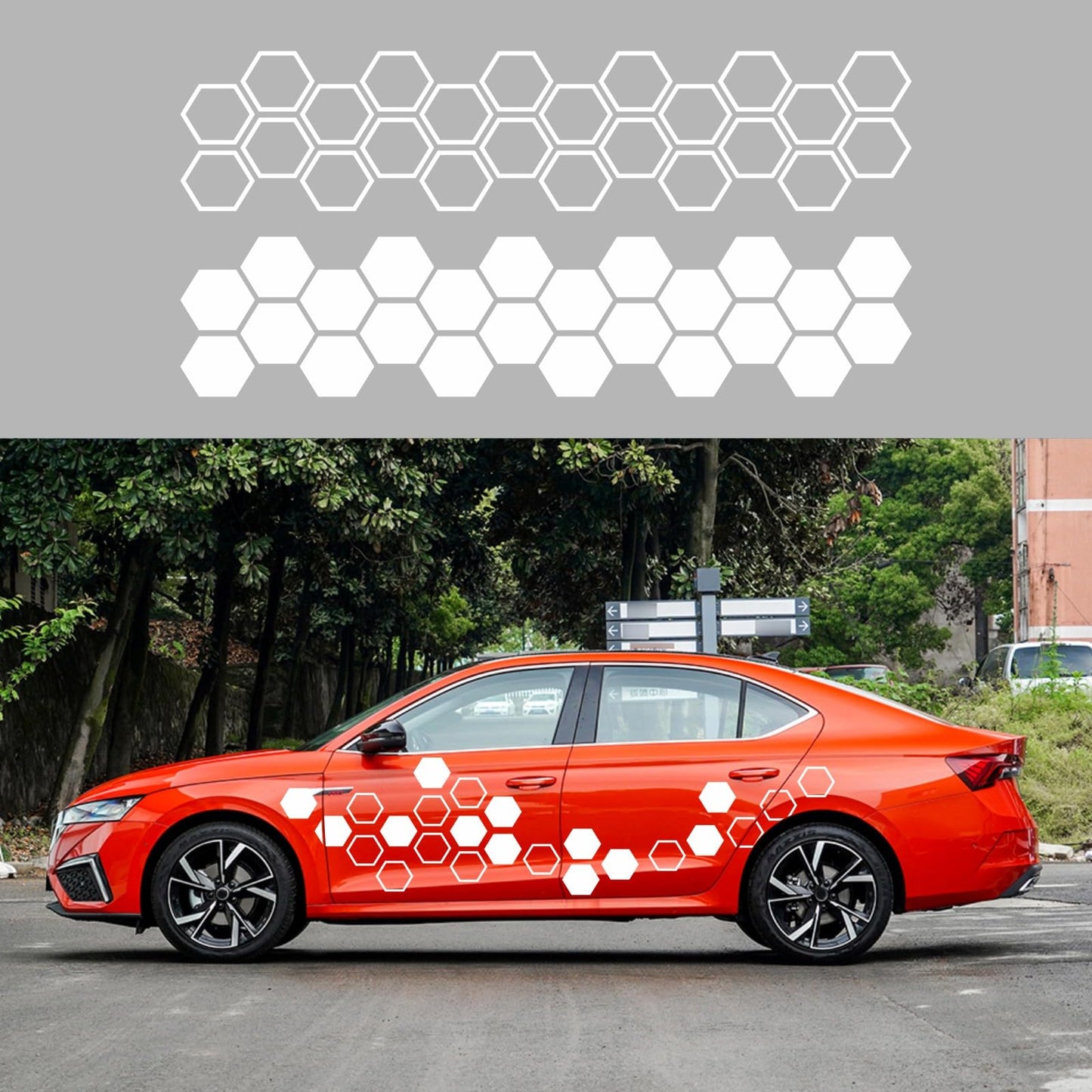 Grid Pattern Car Vinyl Decal Set for Door, Hood & Body Panels (48PCS)